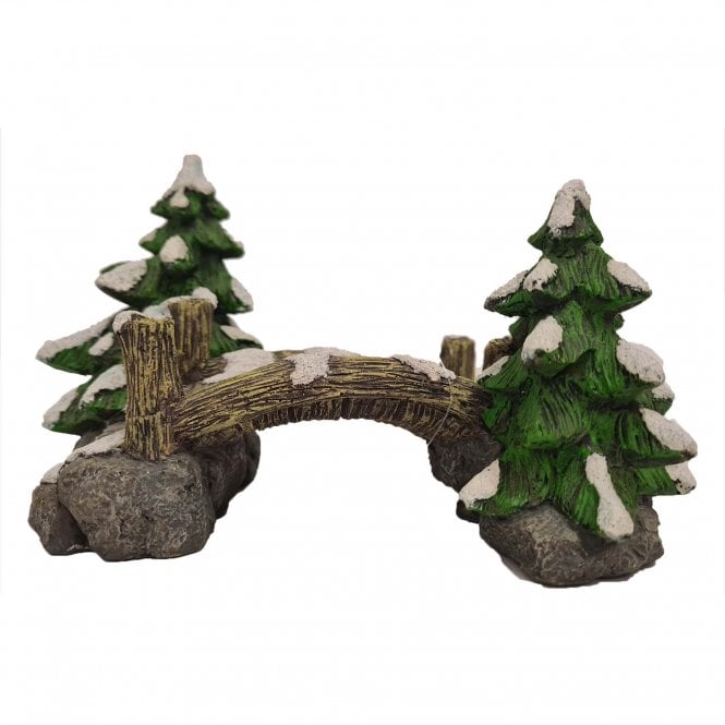 Betta Christmas Tree Bridge Scene Fish Tank Aquarium Ornament