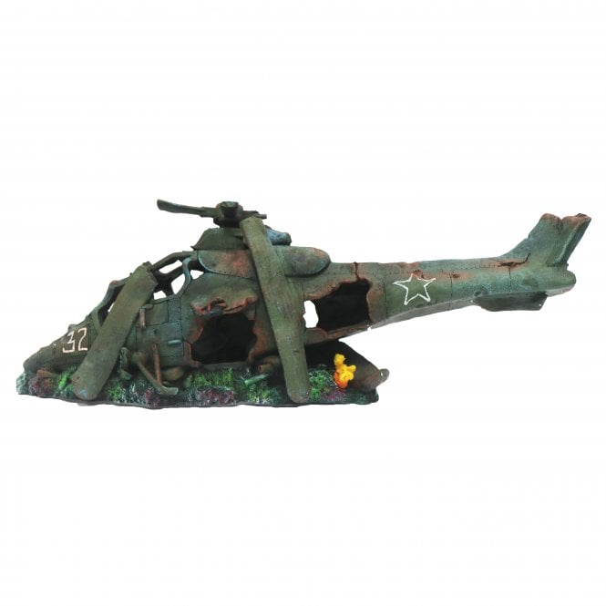 Betta Extra Large 75cm Helicopter Crash Wreck Ruin Aquarium Ornament