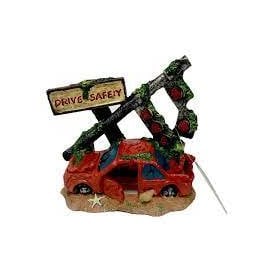 Red Car, Lights and Sign Post Aquarium Ornament