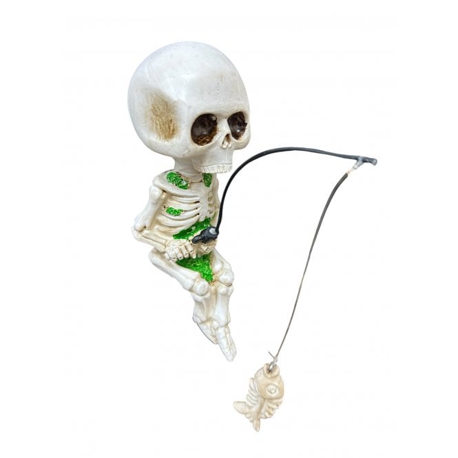 Betta  Sitting Fishing Skeleton Aquarium Ornament 