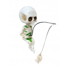 Betta Sitting Fishing Skeleton Aquarium Ornament 