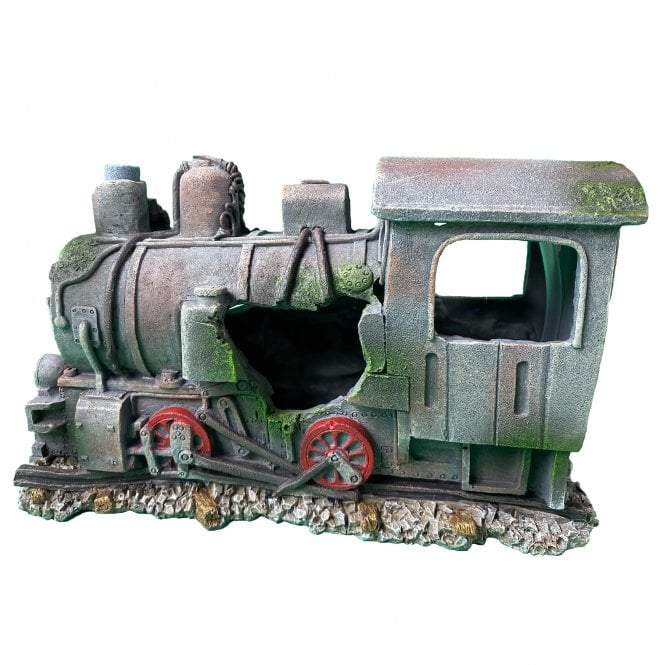 Betta Sunken Steam Train With Optional Bubbles Aquarium Ornament 