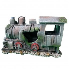Sunken Steam Train With Optional Bubbles Aquarium Ornament 