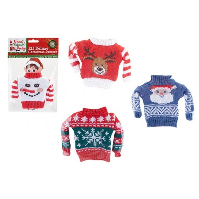 Elves Behavin Badly  Deluxe Elf Knitted Christmas Jumpers 