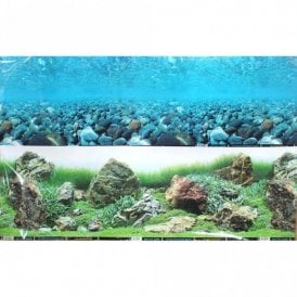Aquarium Background 12" High Double Sided Backdrop River Rock/Sea Of Green
