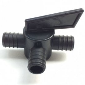 20mm Inline 3 Way Pond Hose Flow Control Tap Plastic Barbed Flexi Pipe Fitting