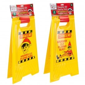 Elf A-Frame Folding Warning Sign With 2 side Print Elves Behavin Badly 