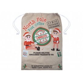 Elf Luxury Printed Jute Sack With Hang Tag 70 x 50cm 