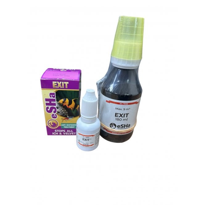Esha  Exit Anti Whitespot Ich & Velvet Aquarium Fish Tank Treatment 20ml & 180ml