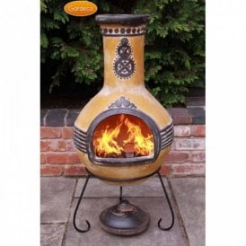 Extra Large Azteca Yellow Mexican Garden Chimenea Patio Fire
