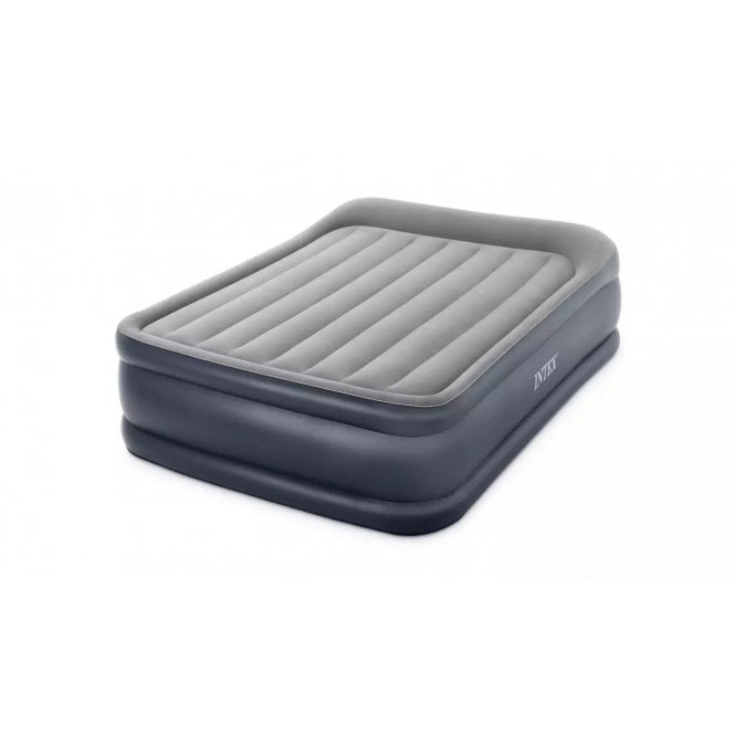 Intex Queen Plus Deluxe Pillow Rest Air Mattress Bed With Electric Pump - CUSTOMER RETURN DAMAGED BOX BUT NOT BEEN OPENED
