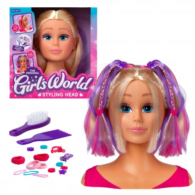 John Adams Girl's World Styling Head, Style & Accessorise With Pink Hair That Really Grows 