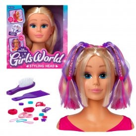 Girl's World Styling Head, Style & Accessorise With Pink Hair That Really Grows 
