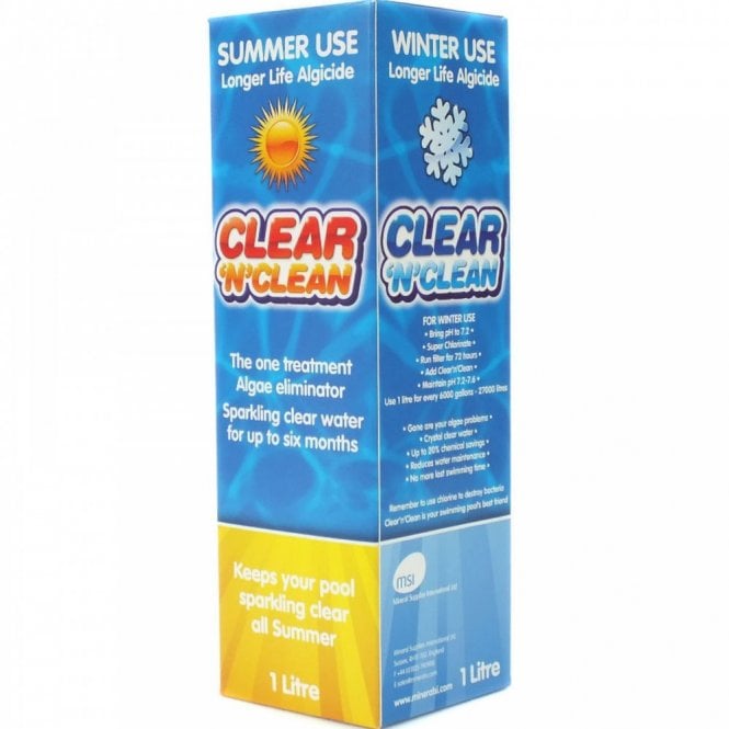 Mineral Supplies Clear N Clean Longlife Swimming Pool Summer & Winter Algicide 1 Litre