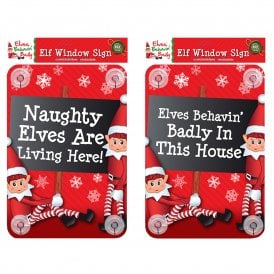 Naughty Elves Are Living Here and Elves Behavin Badly In This House Window Stickers