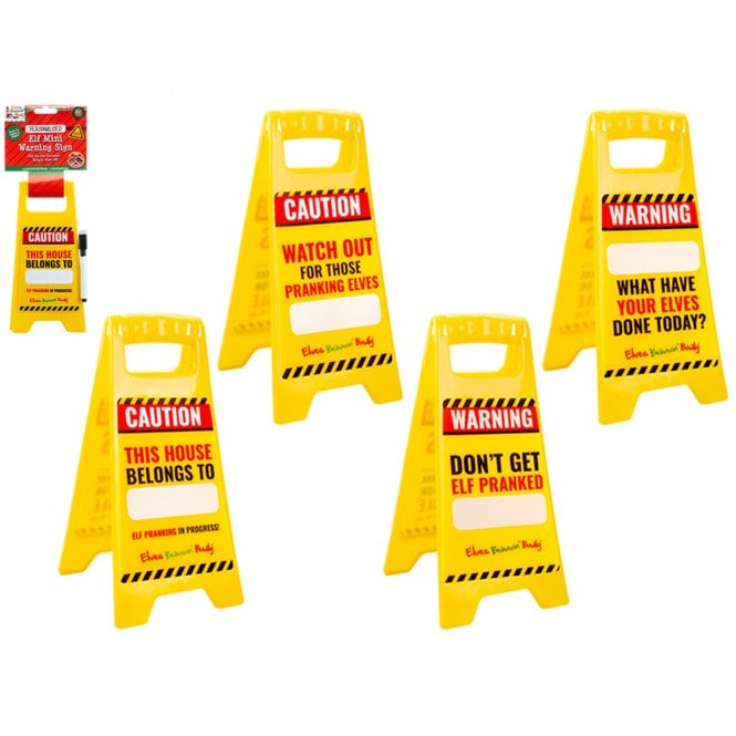 Elves Behavin Badly Personalisable Elf 10 X 5 A - Frame Warning Sign With Pen  