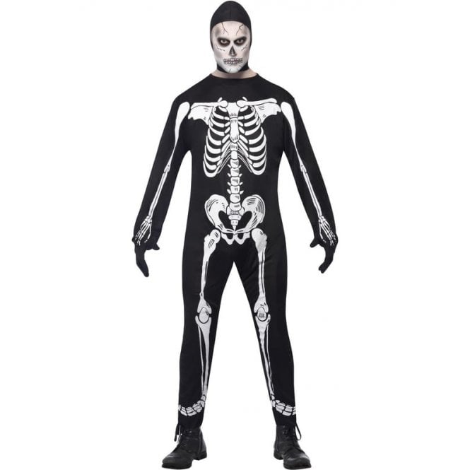 Smiffys. Skeleton Jumpsuit Costume With Mask And Gloves