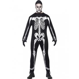 Skeleton Jumpsuit Costume With Mask And Gloves